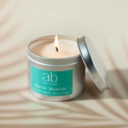 Bougie artisanale parfumée message Vive les vacances