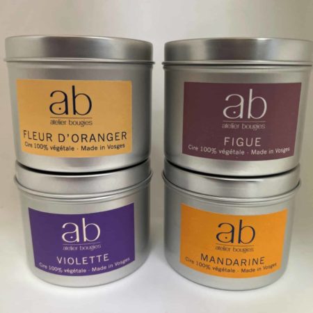 Coffret 4 bougies artisanales parfumées - Violette, Mandarine, Fleur d'oranger & Figue